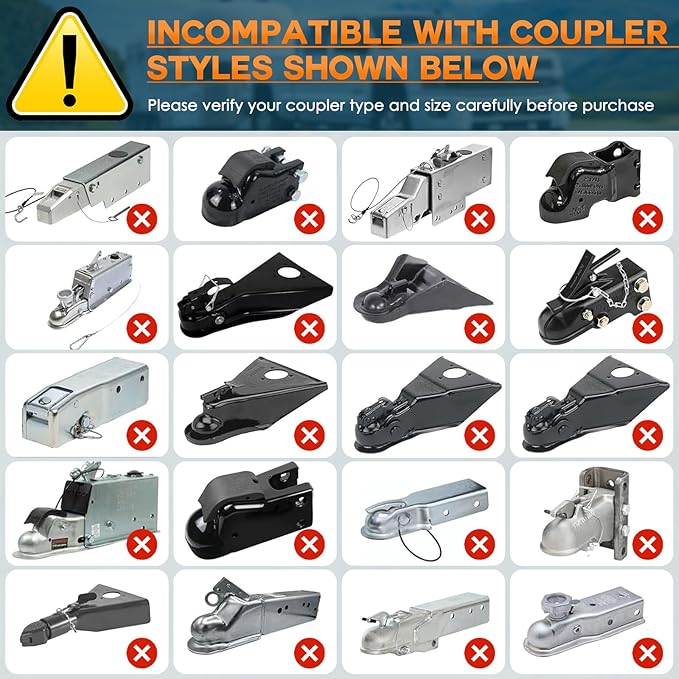 2-5/16" Heavy Duty Trailer Lock - Ball Coupler and Safety Chains Anti-Theft, Solid Steel Trailer Tongue Lock for RV, Boat, Camper, Cargo Trailers