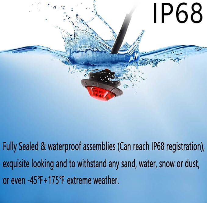 KEING 10 Pack Amber + 10 Pack Red + 10 Pack White Sealed Waterproof Mini Small Round 3/4 Inch LED Marker lights Signal Lights Indicator Lights 12V for Trailer Truck Bus Van ATV RV Lorry Caravan