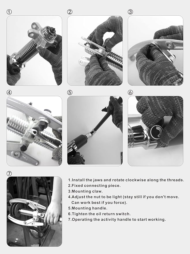 10T Hydraulic Gear Puller Set Wheel Bearing Puller Kit 2 or 3 Jaws Pulling Separator for Wheel Hubs Rotors Car Axles Pulleys Brake Drums (10 inch JAW)