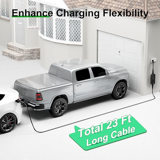 MEGEAR 16 Amps Level 1 Tesla Charger, NEMA 5-15 Plug, Portable Electric Car Charger with a 23 Ft Cable, Compatible with Tesla Models X/Y/3/S and Cybertruck