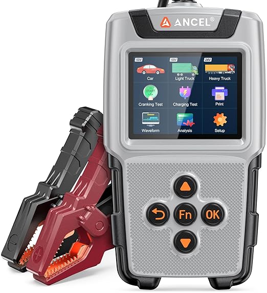 ANCEL BA101 Pro Car Battery Tester 24V 12V with Color Display, Cranking & Charging System Automotive Battery Load Analyzer for Car, Truck, SUV, RV, Boat, Heavy Duty Vehicles