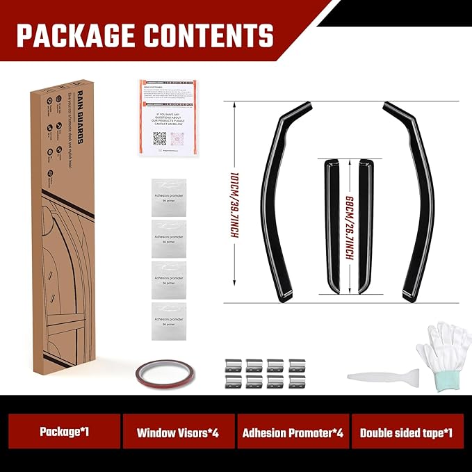 in-Channel Rain Guards Fit for Dodge Durango 2011-2025 Black Extra Durable Shatterproof Side Window Deflectors, Window Visors, Wind Deflectors - 4 PCS