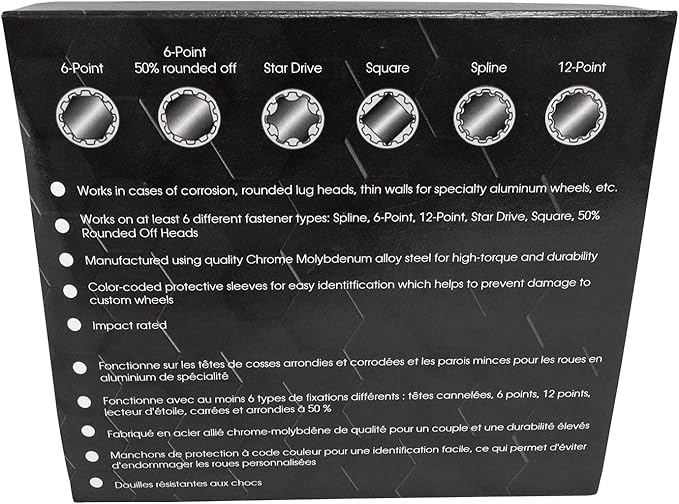 Counteract Socket Pro – 6 Way Socket 3pc Set - 22mm, 7/8", 15/16"mm - 1/2" Drive