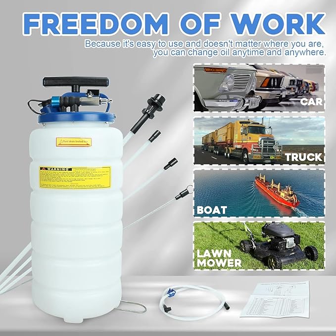 EASYBERG Pneumatic/Manual 15L Oil Extractor Oil Changer Vacuum Fluid Petrol Fuel Extractor Automotive Oil Extractor Pump Manual Fluid Extractor Pump Tank Remover