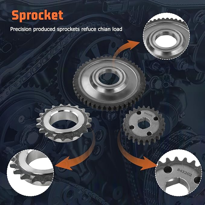 11318648732 Engine Timing Chain Kit & 11417605366 Oil Pump Guide Kit Applied for 328 428 528 X3 X5 2.0 Engine Aftermarket Parts Replace for 11317592877 11317592850
