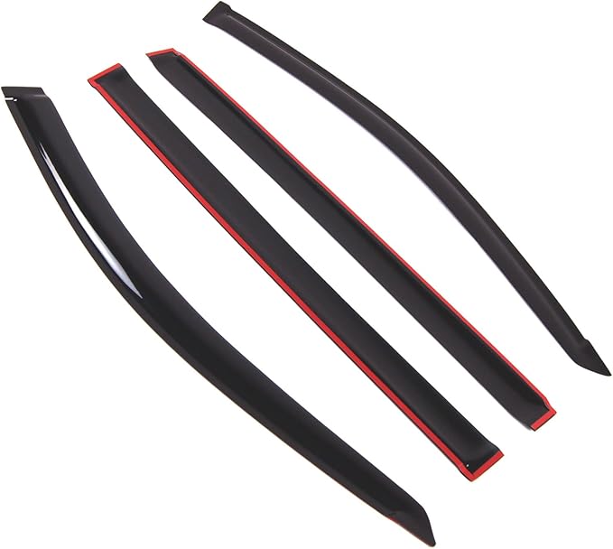 TuningPros Outside Mount Window Vent Visors Rain Guards Compatible with Dodge Grand Caravan 2008-2016 | Side Window Wind Deflectors Rain Shields | Smoke Tinted, 4 Pcs Set, DGWV-790