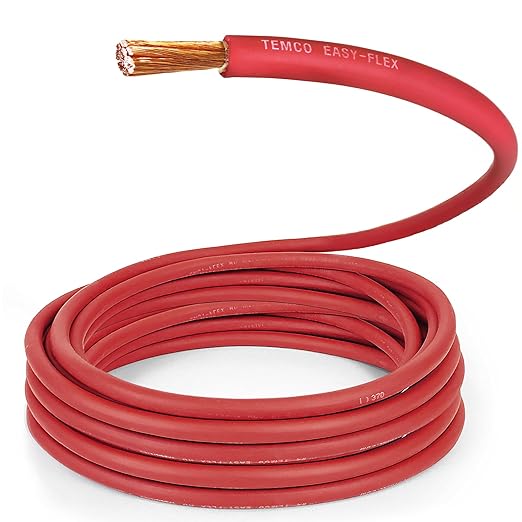TEMCo 2 Gauge AWG 125 Ft Red Flexible Pure Copper Made in USA Welding Cable Battery Wire - Heavy Duty Solar, Inverter, Car, RV, Truck