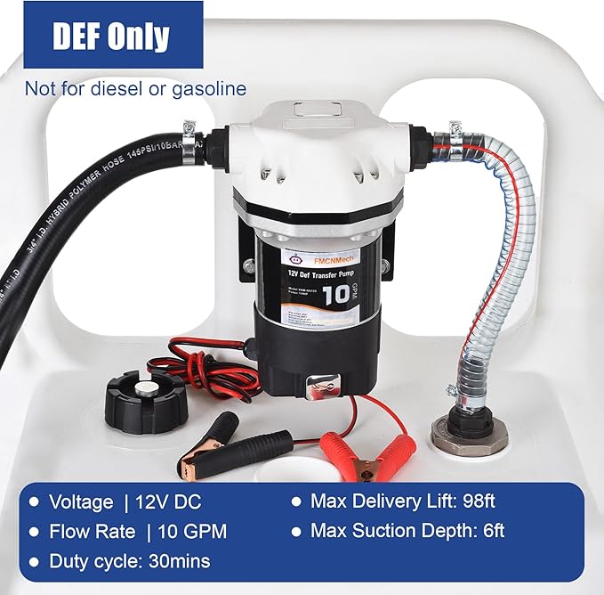 32 Gallon Portable DEF Transfer Tank with Dual-Wheel Design,12V Electric Pump, 10 GPM Flow Rate, Auto Shut-off Stainless Steel Nozzle,HDPE DEF Tank for Trucks, Farm Tractors & Fleets