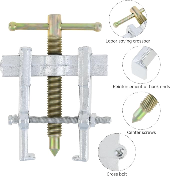 ChgImposs 2 Inch 2 Jaw Bearing Puller Tool, Adjustable Carbon Steel Gear Pulley & Flywheel Remover Kit for Motorcycle, Car & Machine Use