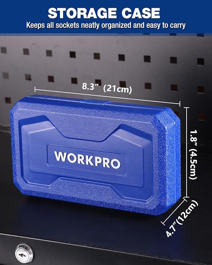 WORKPRO 17 PCS E-Torx Socket Set, Premium CR-V Female Star Sockets E4–E24, 1/4", 3/8", 1/2" Drive, Precision Inverted Torx Socket with Storage Case for Auto, Engine, and Mechanical Repair