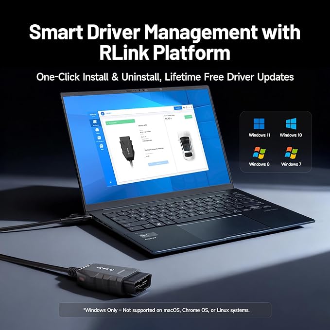 TOPDON RLink X3 OBD2 Adapter for GM/Ford/Chrysler, J2534 Pass-Thru Programmer, OBD USB FORScan Adapter, OEM Programming and Diagnostic Tool, Fit for 8+ OE Software, Supports J2534/CAN-FD, Auto Switch