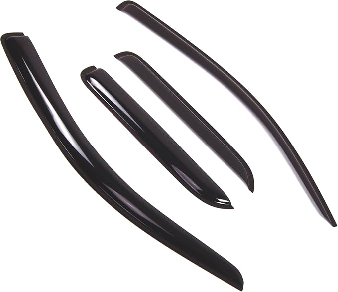 Tuningpros WD2-621 Dark Smoke 4 Pcs Set Window Visor (Outside Mount) Deflector Rain Guard Compatible with 2014-2016 Chevrolet Silverado Extended Cab