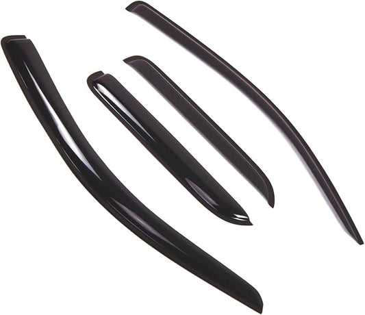 Tuningpros WD2-621 Dark Smoke 4 Pcs Set Window Visor (Outside Mount) Deflector Rain Guard Compatible with 2014-2016 Chevrolet Silverado Extended Cab