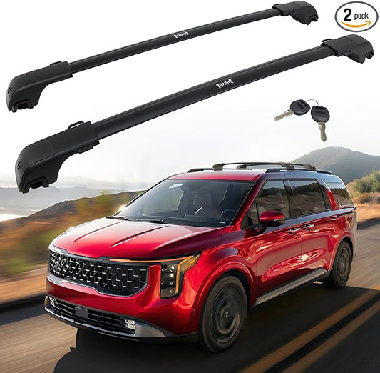 HEKA Roof Rack Cross Bars Fit for KIA Carnival 2022 2023 2024 2025 2026 with Raised Side Rails, Luggage Crossbars Cargo Bag Carrier Aluminum Rooftop Set Canoe Rooftop Black