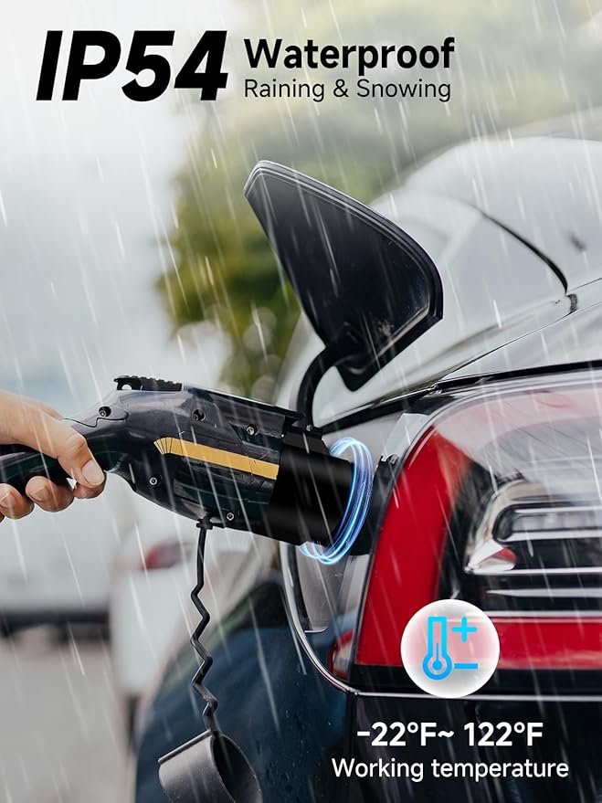 J1772 to Tesla Charging Adapter, 80A 250V EV Charger Adapter for Tesla Model S/3/X/Y/Cybertruck, Compatible with Level 1 & Level 2 J1772 Chargers, Fast and Safe Charging