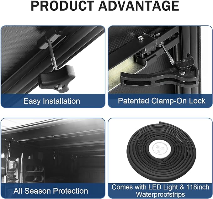 Soft Tri-Fold Truck Bed Tonneau Cover Compatible with 2004-2014 Ford F-150 2006-2014 Lincoln Mark LT 5.5FT Bed