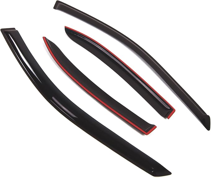 TuningPros Outside Mount Window Vent Visors Rain Guards Compatible with Mitsubishi Galant Sedan 1999-2003 | Side Window Wind Deflectors Rain Shields | Smoke Tinted, 4 Pcs Set, DGWV-321