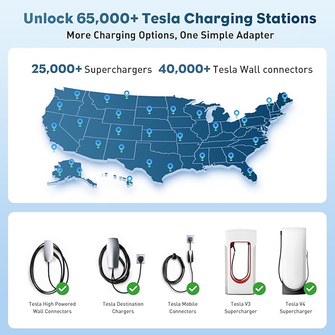 2-in-1 Tesla to CCS/J1772 Adapter DC/AC Fast Charging Converter for US Standard EVs, Compatible with Tesla Superchargers & Level 1/2/3 Charging Stations (Tesla to ccs/J1772)