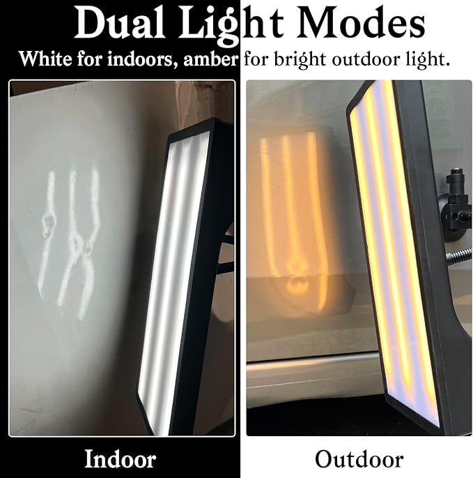 Dent PDR Light Board with Built-in Battery, Dual Mode USB and Battery, Adjustable White-Yellow Light, Dent Repair Light for Car Dent Detection, PDR Light for Auto Body Dent Repair