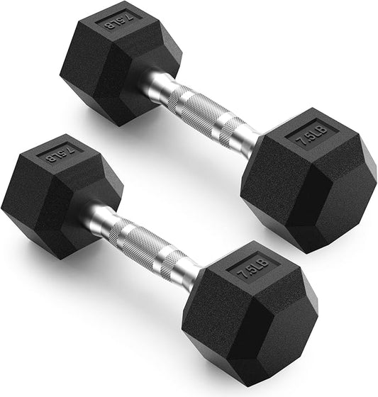 PAPABABE HEX Dumbbell Set 2.5-125lb, Rubber Encased Home Gym Dumbbells, Exercise & Fitness Weights Dumbbells for Women & Men, Hand Weight for Strength Training