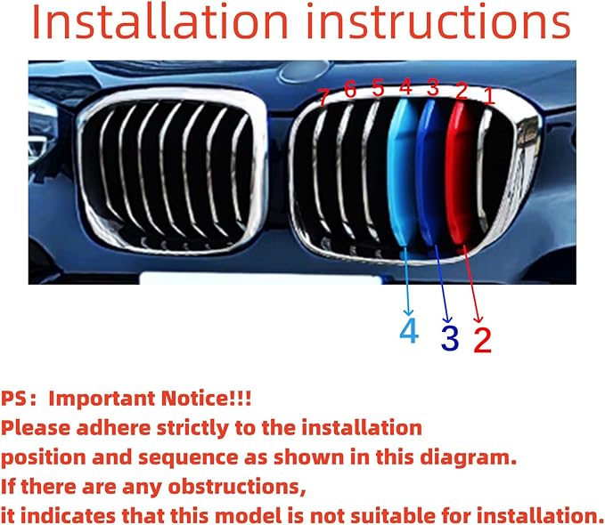 Automotive Grille Inserts for BMW X3 G01 2018-2021 X4 G02 2019-2021(NOT for AWD) 7 Grilles, Front Grill Accessories