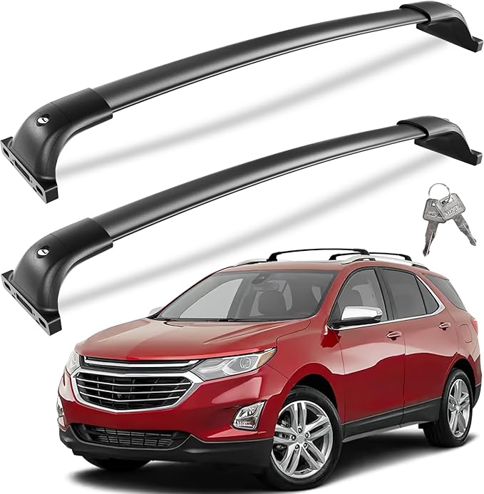 260lbs Lockable Roof Rack Cross Bars Compatible with 2018-2024 Chevy Chevrolet Equinox & 2018-2024 GMC Terrain,Heavy Duty Aluminum Roof Rails Crossbars Rooftop Cargo Canoe Black Luggage