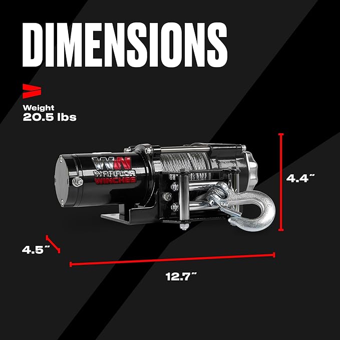 Warrior Winches Ninja 2500 lbs - Premium 12V Electric ATV/UTV Winch with Steel Cable, Compact and Powerful 12 Volt ATV Winch - Comes with Wireless Remote - Perfect for ATV, UTV, Boat, Trailer