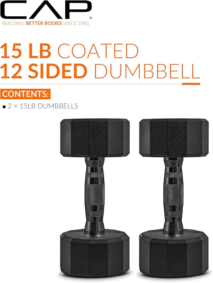 CAP Barbell Coated Dumbbell Weight | Multiple Options Pairs & Sets