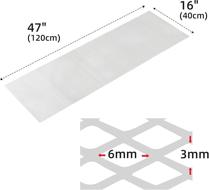 AggAuto 47x16 inches Car Pickup Truck Grill Mesh Spoiler Bumper Vent Aluminum Alloy Automotive Grille Insert Air Intake Racing Rhombic Hole 3x6mm Silver