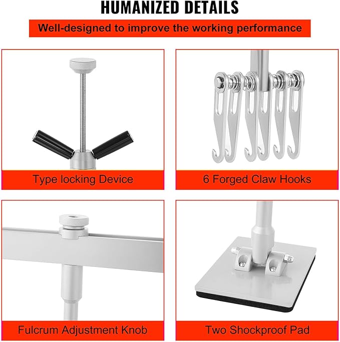 Car Dent Bar Hand Puller Pull Lever Pulling Kit Removal Hammer Repair Auto Body Tool (Silvery)