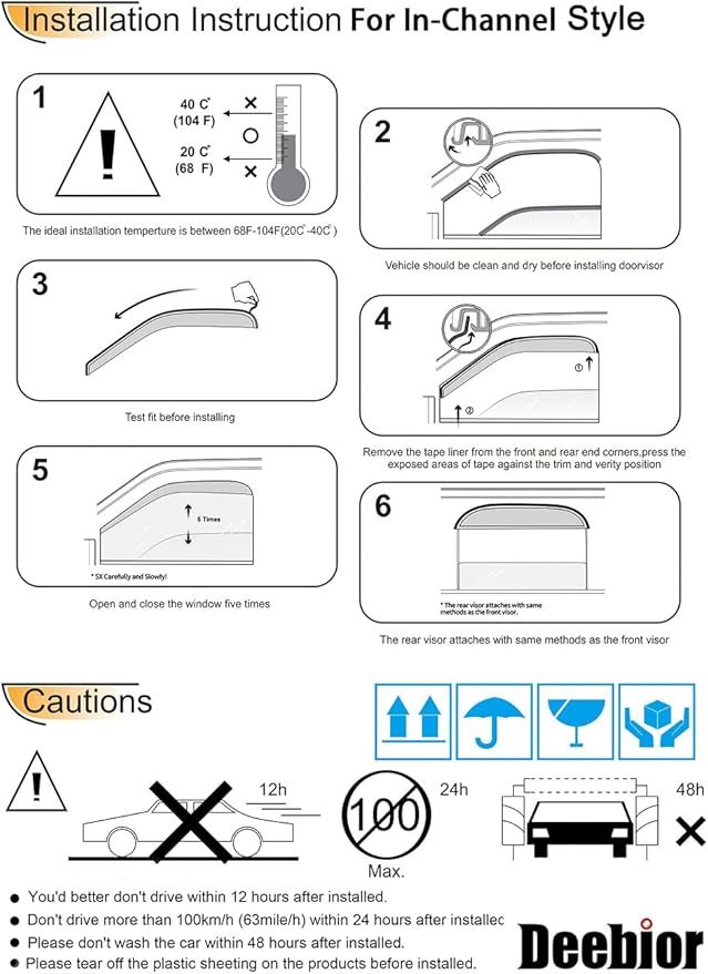 Original Side Rain Guards, 4pcs in-Channel Nice Wind Deflector Set, Window Visors fit for Most 2000-2006 Chevy/GMC/Cadillac Crew Cab Truck and SUV,Some 2007 HD Classic Crew Cab 194355