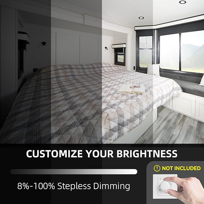 RV Puck Light, LED Recessed Ceiling Light, 12V RV Lighting Interior, Ultra-Thin Camper Lighting Fixtures, High Brightness for RV Motorhome Boat