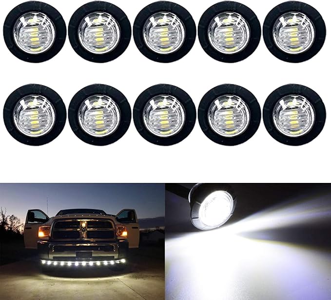 KEING 10 Pack Amber + 10 Pack Red + 10 Pack White Sealed Waterproof Mini Small Round 3/4 Inch LED Marker lights Signal Lights Indicator Lights 12V for Trailer Truck Bus Van ATV RV Lorry Caravan
