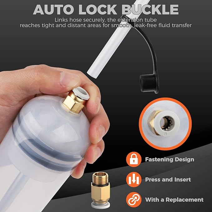 HORUSDY 200cc Fluid Extractor Syringe Oil Pump, Fluid Evacuator with 23" Flexible Hose, 12" Fine & Coarse Hoses, for Automotive, Motorcycle, Marine & Equipment Maintenance (9PCS)