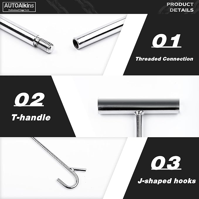 Heavy Duty 5th Wheel Pin Puller, 32" Solid Steel Chrome Plated Fifth Wheel Puller Hook, 4 Pack