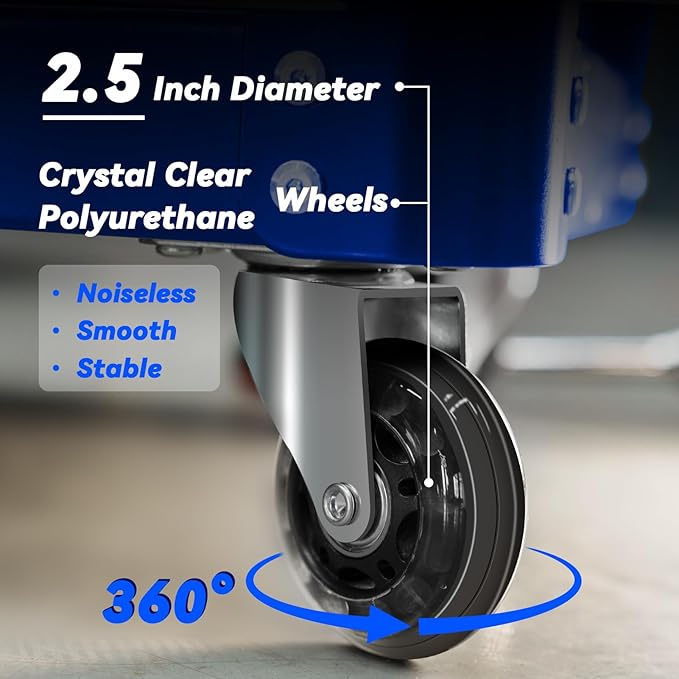 Rolling Creeper Garage Shop Seat for Men, Padded Mechanics Stool with Tool Tray Storage for Garage, Rolling Workshop Stool with Wheels, Auto Creeper Seat, 330 LBS Capacity, Heavy Duty, Blue