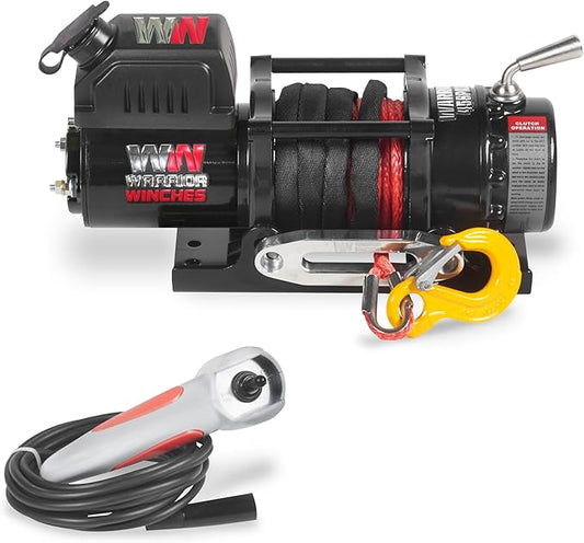 Warrior Winches Ninja 4500 lbs - Premium 12V Electric ATV/UTV Winch with Synthetic Rope, Compact and Powerful 12 Volt ATV Winch - Comes with Wireless Remote - Perfect for ATV, UTV, Boat, Trailer