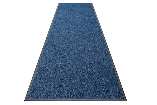 Guardian Platinum Series Indoor Wiper Floor Mat, Rubber with Nylon Carpet, 2'x14', Blue