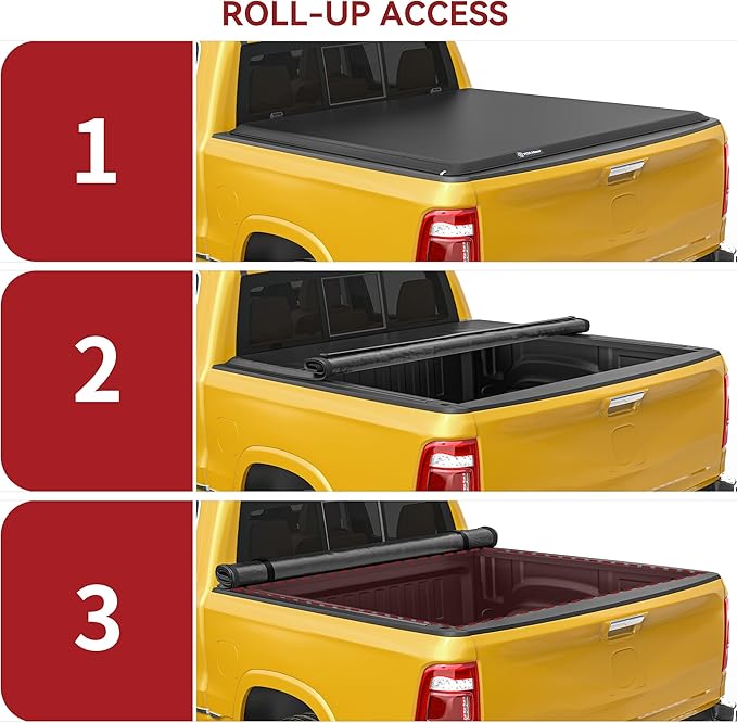 YITAMOTOR Soft Roll Up Truck Bed Tonneau Cover Compatible with 2015-2025 Chevy Colorado/GMC Canyon, Fleetside 5.2 ft Bed