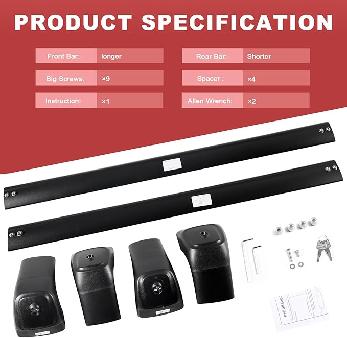 KINGGERI Lockable 260lbs Roof Racks Cross Bars Fit for Jeep Grand Cherokee Altitude & SRT & Trackhawk with Roof Black Moldings 2011-2022, Anti-Theft Aluminum Rails Crossbars Cargo Luggage