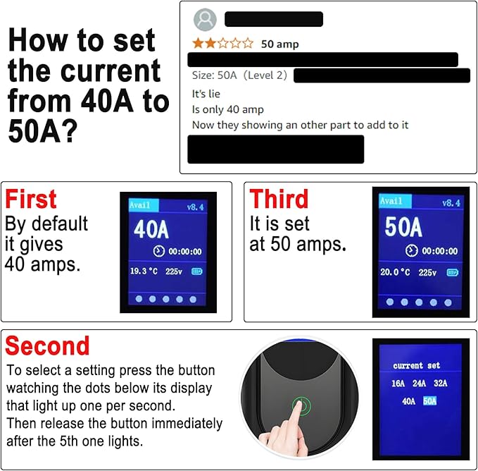 SubSun Universal Portable Level 2 EV Charger 50Amp 240V Electric Car Charger for All North American EVs Includes J1772, 33FT EV Charging Cable