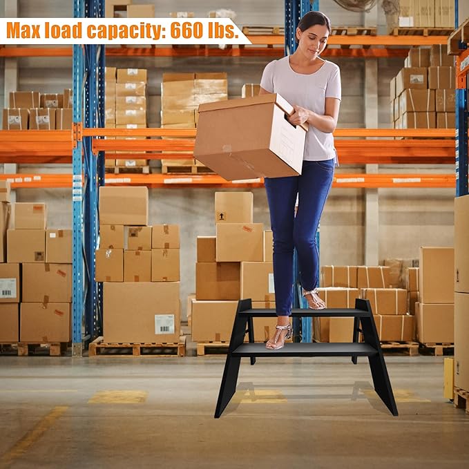 Step Ladder 2 Step Folding, Step Stool Foldable, RV Steps with Non Slip Feets, Max Load Capacity 660lbs Hot Tub Steps for Home, Travel Trailer, Camper, Mobile Home, Spa, and Porch (2 Step)