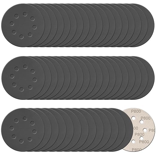 100 Pcs 5 Inch Sanding Discs Hook & Loop 8 Holes Wet Dry 800 Grit Sandpaper Silicon Carbide Sand Paper for Orbital Sander Automotive Wood Plastic Metal Polishing (100Pcs 800 Grit)