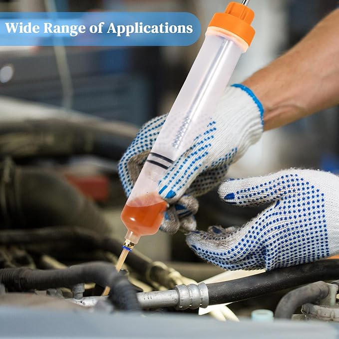 Gisafai 500cc Fluid Extractor Automotive Pump Manual Oil Extractor Pump Syringe for Gasoline Hand Cleaner for Power Steering, Hydraulic Fluid(Orange)