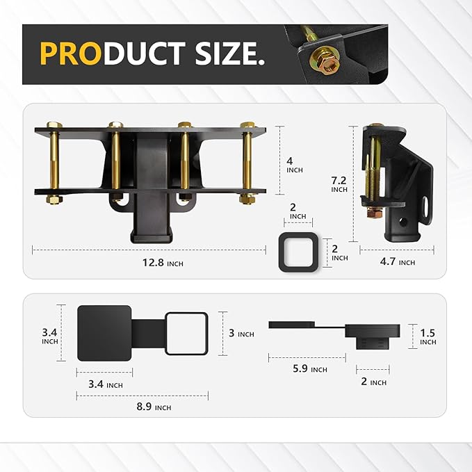 Tow Hitch 2 Inch, for Jeep Wrangler Tow Hitch Trailer Kit Compatible with 2018 2019 2020 2021 2022 2023 2024 JL JLU Hitch Receiver with Cover, 2 Inch Rear Bumper Towing Combo (2 Door & 4 Doors)