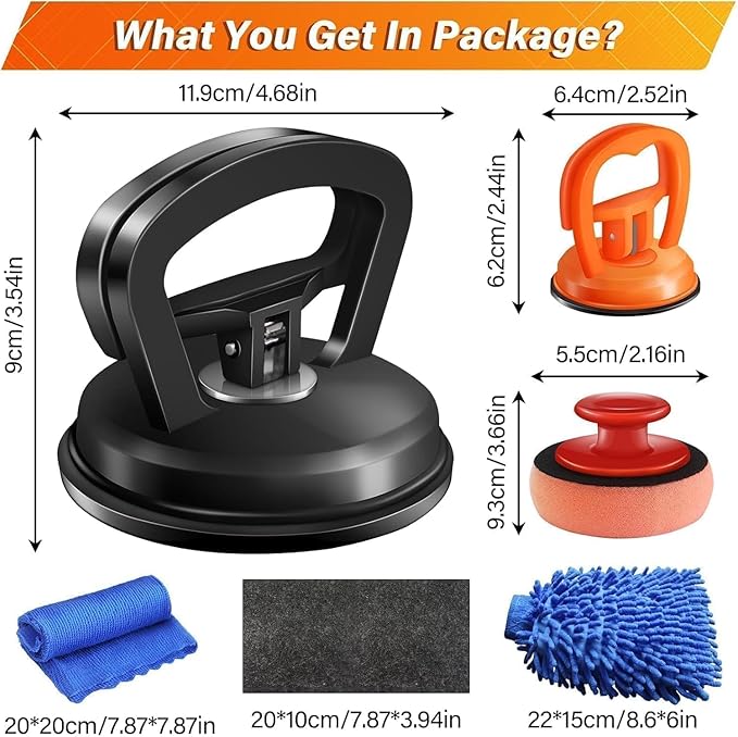 Dent Puller,3 Pack Car Dent Puller Car Dent Removal Kit Suction Cup Dent Puller Dent Remover Tool and Dent Repair Kit Handle Lifter for Cars Body,Glass,Screen,Objects Moving (Black+Orange)
