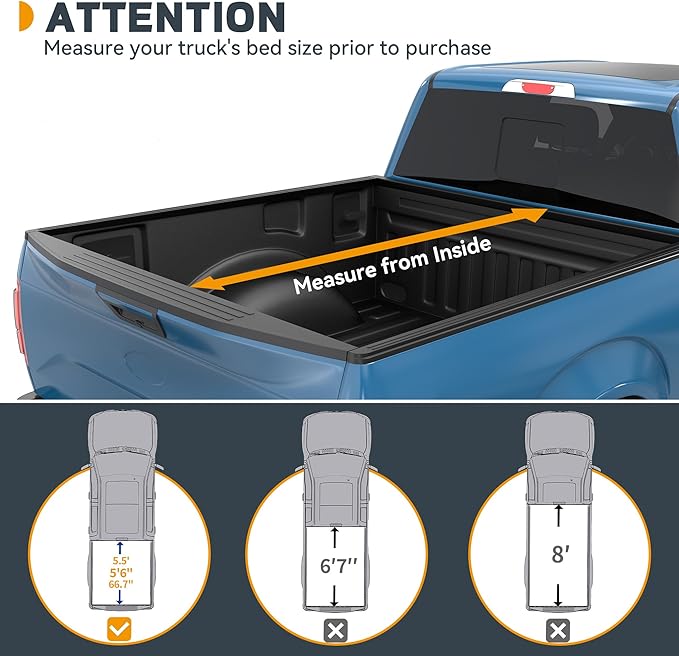 Soft Tri-fold Tonneau Cover Fit for Toyota Tundra 2022 2023 2024 2025 2026 (Excl. Trail Edition), 5.5 ft Bed with Deck Rail System