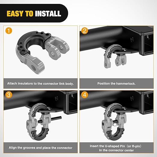Nilight Safety Chain Connector Link, 1/2In Tow Hitch Hammerlock Coupling Link, 2 Pcs Forged Steel Tow Chain Connector for Chain Link/Recovery Rope Link/Shackle, 12000 lbs Load Limit, Grey