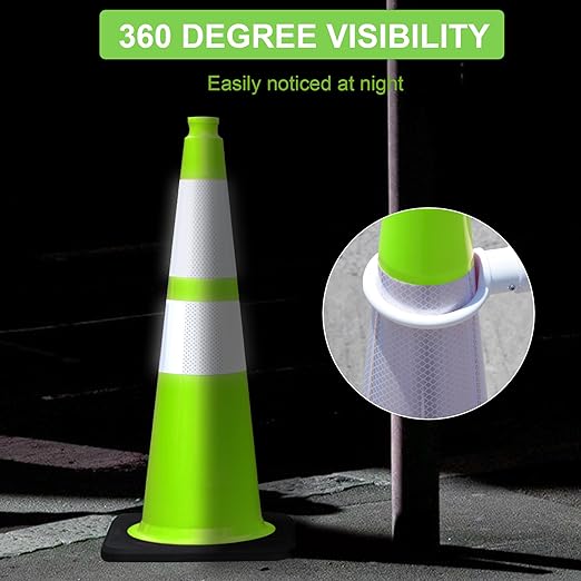 OrangeStar 8 Pack 28" Traffic Safety Cones, Green Cones Construction Cones w/Reflective Collar, Heavy Duty Base for Driving Practice, Parking Lots and Roadwork
