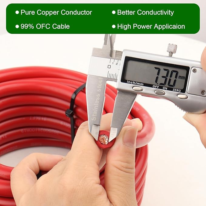 4 Gauge Battery Cable - 20FT Red + 20FT Black 4 AWG Welding Cable Flexible Stranded Oxygen-Free Pure Copper Wire for Automotive, Battery, Inverter, Solar, Marine and Generator
